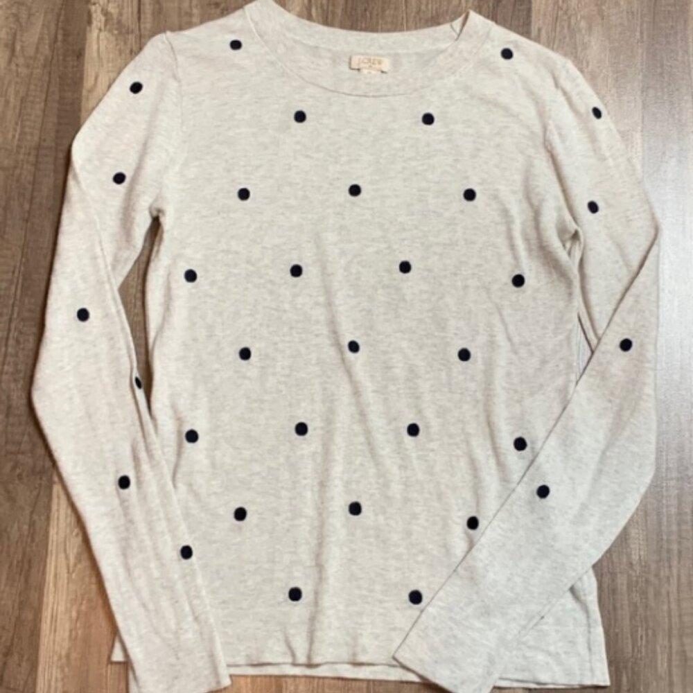 NWT J. Crew Teddie Polka Dot Sweater Women's Sz XS MSRP $65